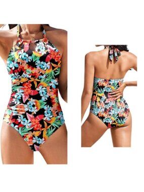 🆕 AI'MAGE Halter Neck One-Piece Floral Swimsuit – XXL (NWT)